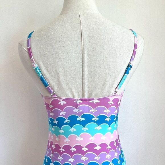 Romenza One Piece Swimsuit Adorable Pastel Color Stripes with Bow Print Size - Picture 6 of 13